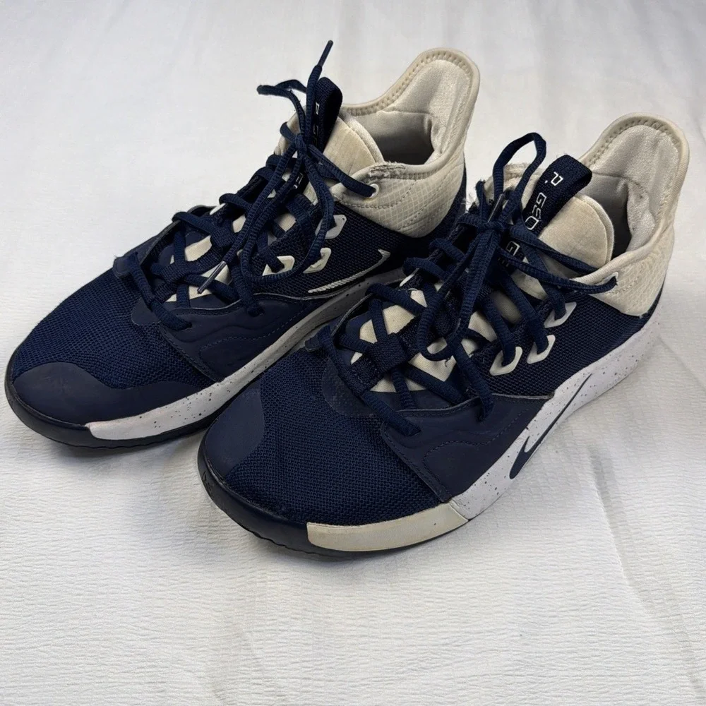 Nike‎ PG 3 Navy Blue White Speckled Basketball Sneakers AO2607-401 Mens
